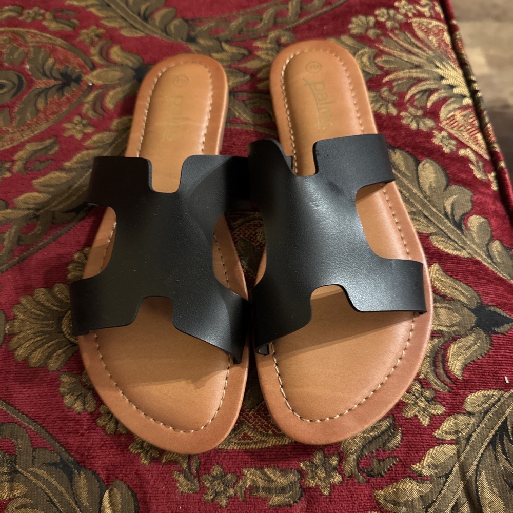 Women's Palms Sandals Slides Black Size 9